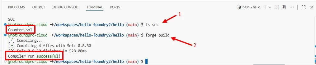 Проверка: ls src и forge build (сборка без ошибок)